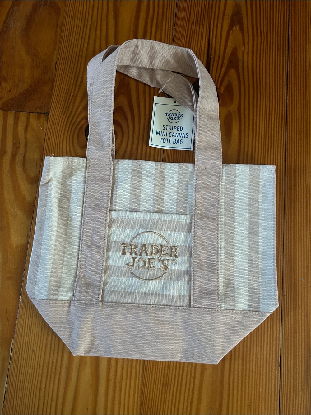 Trader Joe's Striped Mini Canvas Tote Bag - Beige & Cream